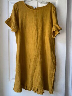 cristina vergani linen dress Cristina Vergani Italy Linen Elbow Sleeve Floral Abstract Dress, Sz S, NWT